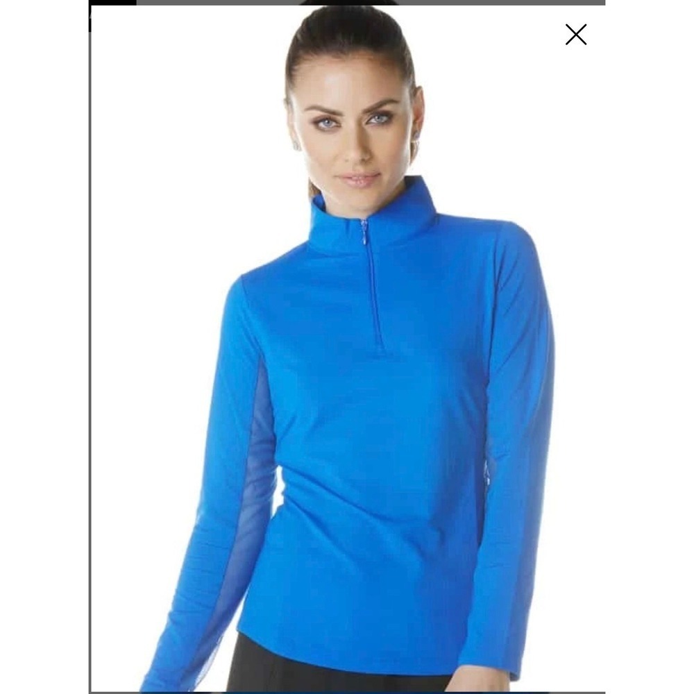 IBKÜL Royal Blue Mock Neck  Sz XXL Mesh Sleeve Cooling Golf Shirt UPF 50+